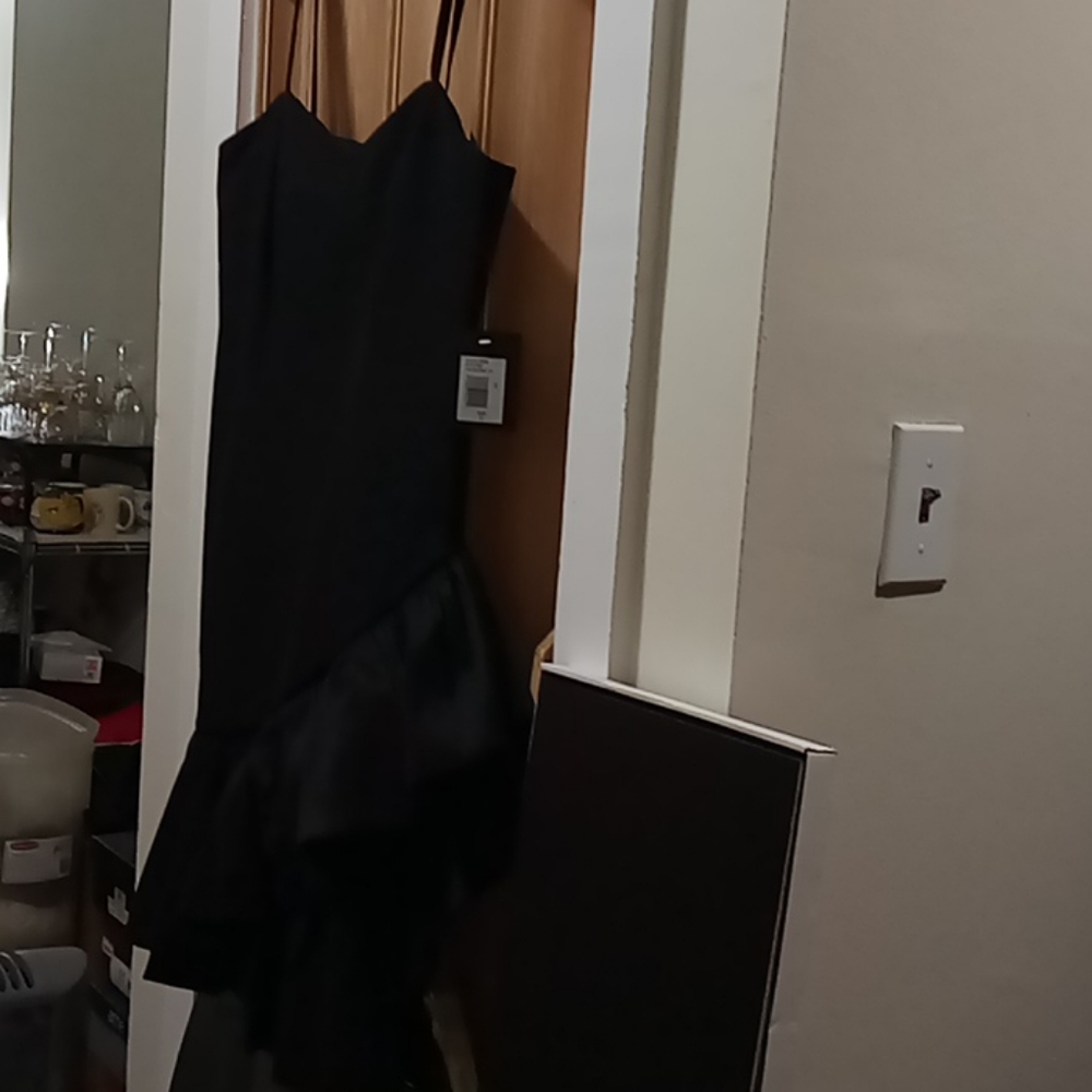 Marina Black asymmetrical cocktail dress